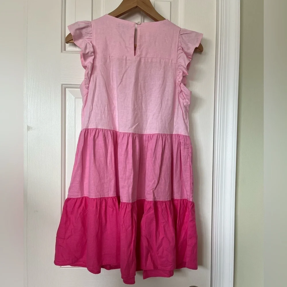 J. Crew pink linen swing dress in 00P